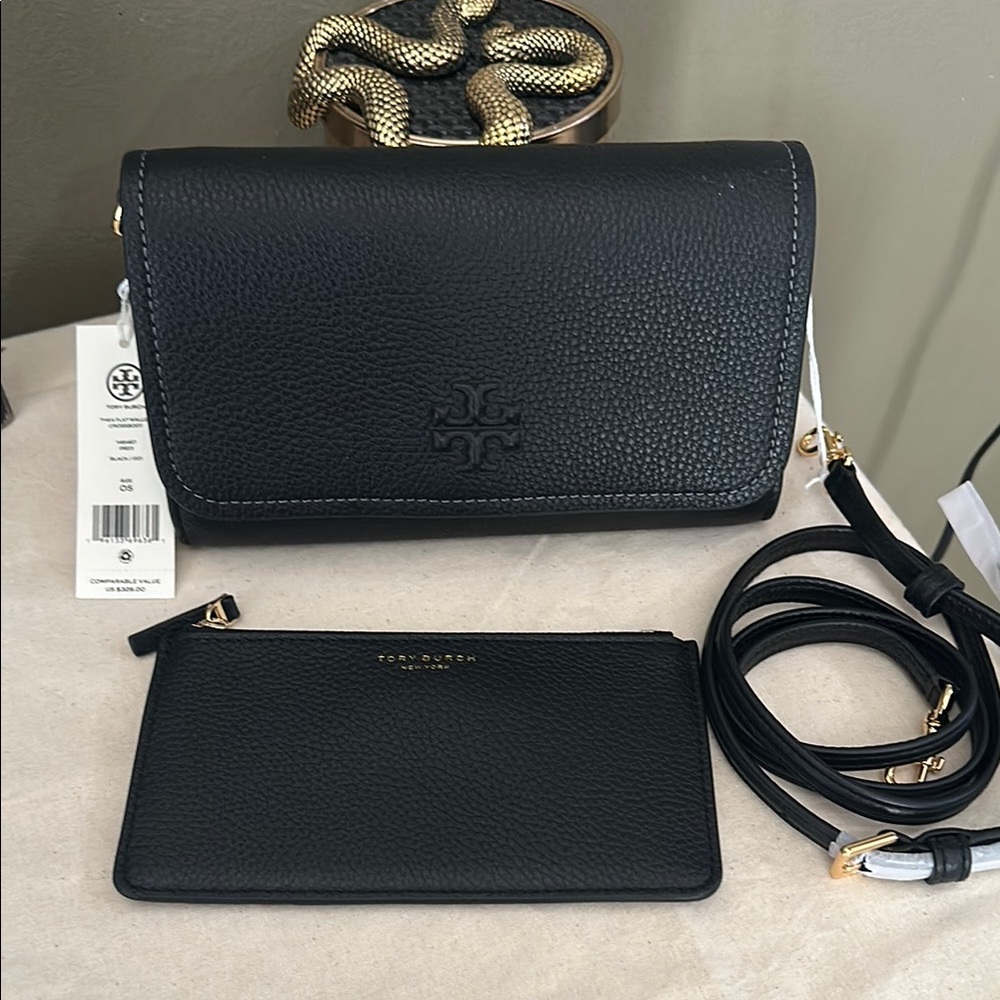 Tory Burch Thea Black Crossbody Bag with Gold Hardware - Picture 2 of 6